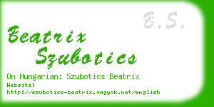 beatrix szubotics business card